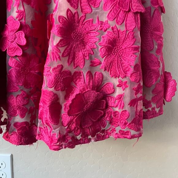 Helsi Embroidered Floral Pink Strapless Lace Up Corset Back Midi Gown‎ Size XL - Picture 10 of 12